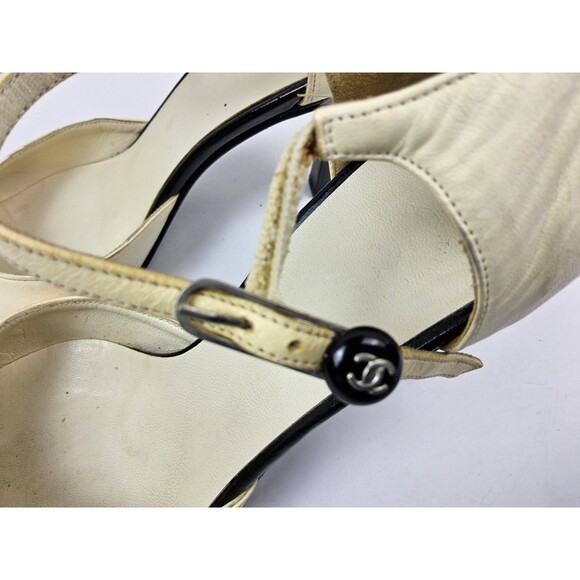 Chanel Two Tone Cap Toe Ankle Strap Heels Size 36 C, US 6C - Picture 5 of 10